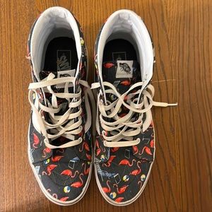 Vans Sk8 Hi Shoes - Black/Pink/Blue Print, Men’s Size 12